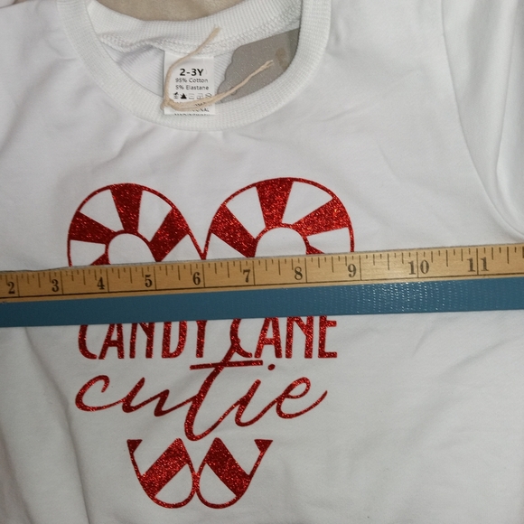 NWT Candy Cane Cutie White Sweatshirt and Pants Set - Picture 4 of 14